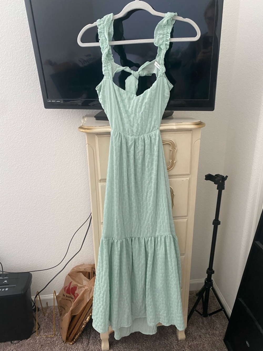 Lush Mint Green Ruffle Strap Maxi Dress